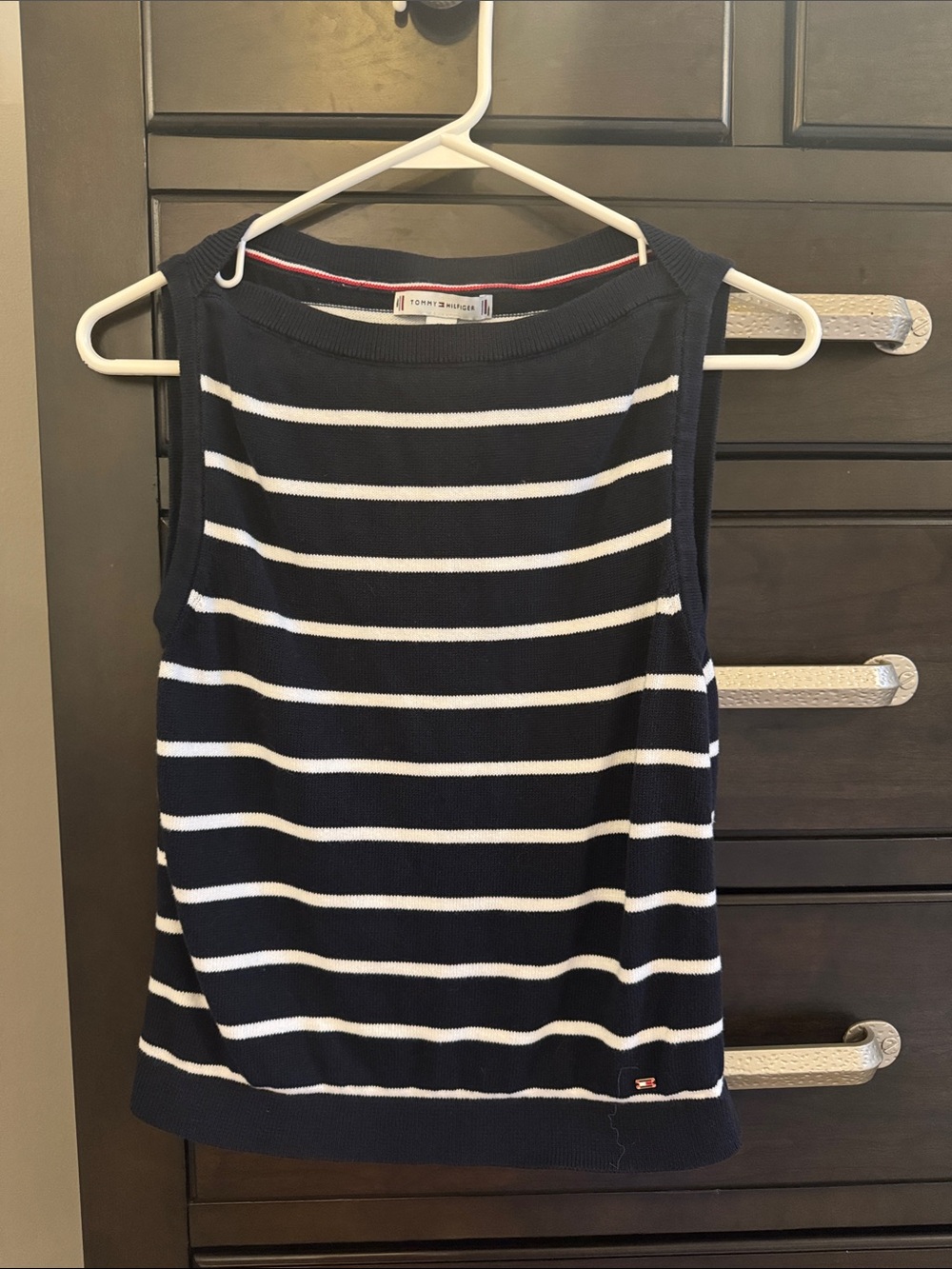Tommy Hilfiger Navy & White Striped Sleeveless Knit Tank